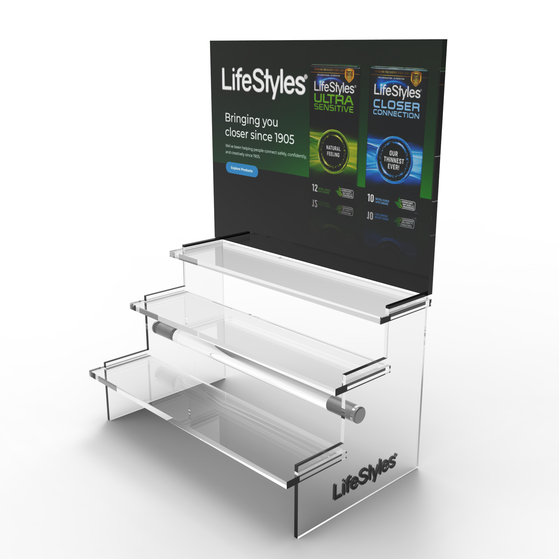 Apache Modern Customizable Acrylic Condom Pallet Display Stand with Carton Packaging for Retail Supermarkets — view 2