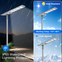 Lampadaire solaire LED étanche IP65 300W 400W 500W à haut lumen pour autoroute et parc, tout-en-un, intégré