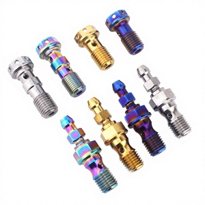 Boulon d'embrayage double trou en titane Dingtai M10, pas 1,0/1,25 mm, avec valve <span class=keywords><strong>de</strong></span> purge, boulon banjo pour étrier <span class=keywords><strong>de</strong></span> <span class=keywords><strong>frein</strong></span> <span class=keywords><strong>de</strong></span> moto - Product Image 1