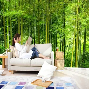 Papel pintado de bosque de bambú personalizado 3D naturaleza paisaje papel pintado Mural, sala de estar Tv pared dormitorio decoración del hogar papel pintado