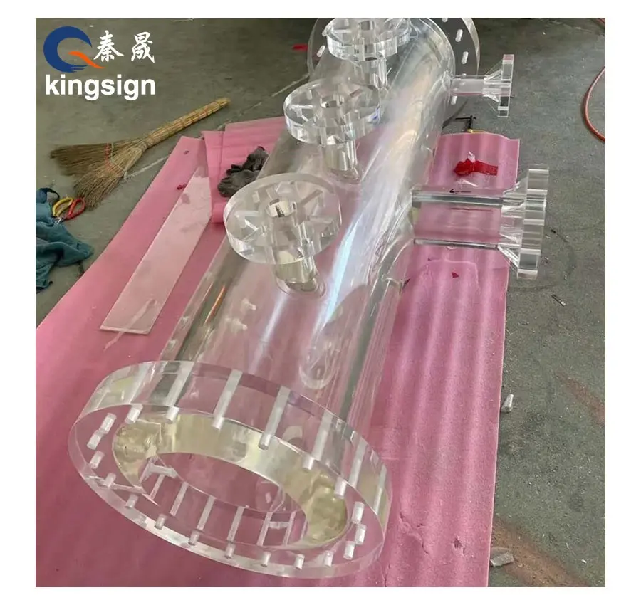 Kingsign fábrica preço personalizado claro acrílico flange tubo