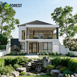 Villa préfabriquée en acier léger de luxe à 2 étages avec garage, conception professionnelle, construction de maison sur mesure - Product Image 1