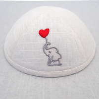 Top Kipot Kippah de lino con logotipo de animal bordado personalizar gorro de judaísmo sombrero hebreo cubierta de cabeza judía Kippot a granel