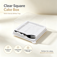 Boîte carrée en PET de qualité alimentaire jetable pour gâteau avec gaufrage, boîte à pâtisserie de 50g, emballage plastique pour produits de boulangerie