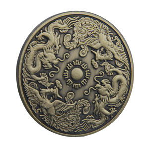 Металлическая памятная монета с рельефным изображением Феникса и Дракона, традиционный антикварный сувенир в стиле фэн-шуй - Product Image 2