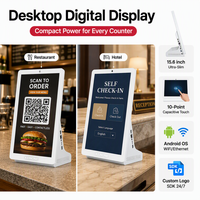 Tablette Kiosque de Bureau Android LCD 15,6 Pouces avec Wi-Fi, Écran Numérique pour Affichage Publicitaire, Idéale pour la Réception en Restaurant et Hôtel