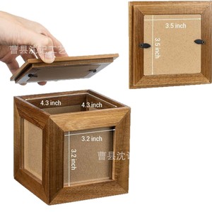 Wooden <b>Shadow</b> <b>Box</b> 5.2 Inch Square Tabletop Storage Frame For Photo Souvenir Display - Product Image 2