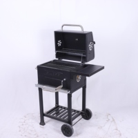 Barbecue portable au charbon de bois avec grille réglable en hauteur et table latérale pliable