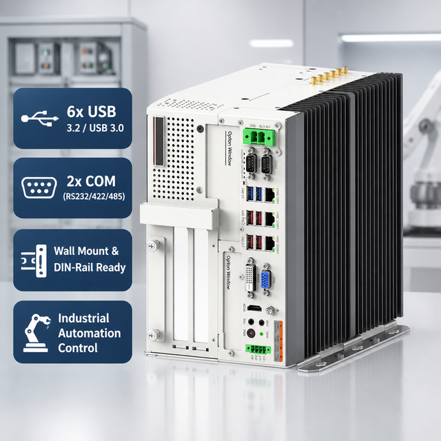 OEM Fanless Industrial Computer Host Intel Q670 5 Intel LAN  DVI VGA 12V-48V Wide Voltage IPC for Harsh Environment