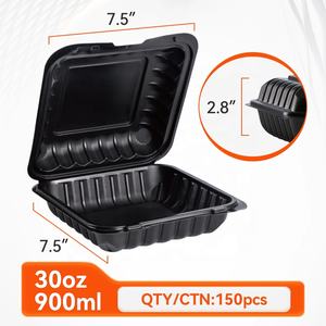 Contenedores de Alimentos para Llevar de Primera Calidad, 7x7, con Textura de Guijarro, Negros, Tipo Concha, para Restaurantes y Delis - Product Image 2