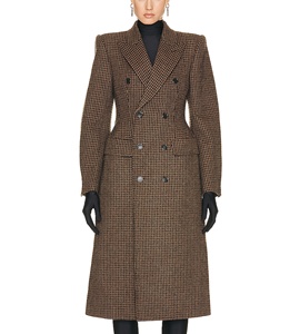 Primavera moda stile coreano Chic petto una fila di bottoni progettato <span class=keywords><strong>Trench</strong></span> lungo cappotto scozzese da <span class=keywords><strong>donna</strong></span> sottile - Product Image 1