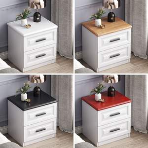 Mesita de noche blanca con 2 cajones, mueble de almacenamiento para dormitorio - Product Image 3