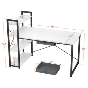 <span class=keywords><strong>Escritorio</strong></span> de Esquina en Forma de L para Juegos, Metálico, con Estantería y Cajones de Almacenamiento, Convertible, Portátil, Ajustable, Ahorra Espacio - Product Image 5