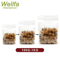 Op maat gemaakte bedrukte verpakkingen met hersluitbare ritssluiting en transparant venster voor gedroogd fruit, gemengde cashewnoten, voedselveilig.