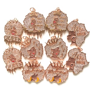 Fashion Afro Diva Queen Black Girl Magic Melanin Pendant Bling Luxury Shoe Decoration Customized Accessory Charms <strong>Jewelry</strong> Making - Product Image 2