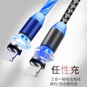 Câble <span class=keywords><strong>USB</strong></span> magnétique à lumière LED 3 en 1 1m 3ft 3 pieds Câble magnétique LED pour iPhone Type C <span class=keywords><strong>Micro</strong></span> Câble <span class=keywords><strong>USB</strong></span> LED - Product Image 3