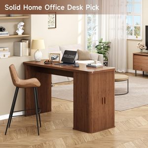 Table d'îlot de cuisine moderne en bois SENYU avec étagère de rangement et porte-bouteilles, forme rectangulaire, design mi-siècle pour salle à manger - Product Image 3