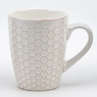 Nouvelle tasse en céramique en relief à carreaux en nid d'abeille, tasse à café de Style classique de 360ml tasse à eau blanc crème