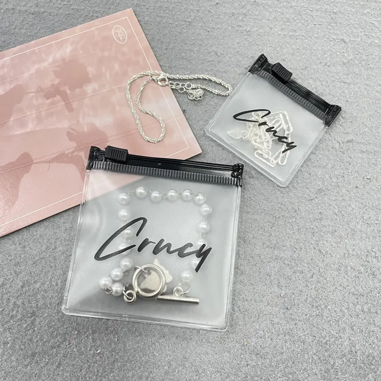 OEM small recyclable plastic clear pvc zipper bag for cosmetic jewelry ring packaging ziplock pouch FOR Cosmetic