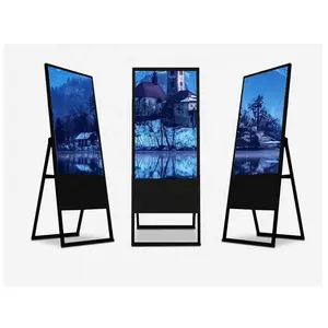 43-55 Zoll faltbares schlankes LCD-Beschilderung display Benutzer definiertes Media Player-Totem mit 6mm Pixel abstand für die Werbung für digitales Poster
