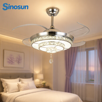 Ventilateur de plafond LED invisible avec lumière, 42 pouces, moteur DC, télécommande, variateur d'intensité, personnalisable OEM/ODM, moderne, pour chambre et salon