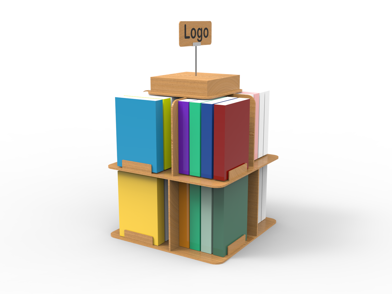 2-tier Modern Book Floor Stand Display Rack for MDF Wood for Promotion in Retail Shops and Supermarkets — view 5