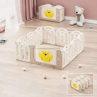 Parc de jeu pliable en HDPE pour bébé, pliable à plat pour rangement, clôture de sécurité intérieure pour tout-petits avec mur de jeu à motifs de dessins animés