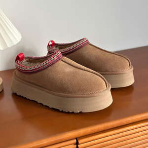 패션 디자이너 여성 퍼 슬라이드 슬리퍼 스노우 부츠 겨울 플러시 따뜻한 클래식 우그스 스웨이드 여성 슬리퍼 (오리지널 로고 포함) - Product Image 3
