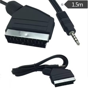 Cable Scart de 21 pines, conector Scart a conector estéreo macho de 3,5 mm, <span class=keywords><strong>TV</strong></span> <span class=keywords><strong>Full</strong></span> <span class=keywords><strong>HD</strong></span>, blindaje múltiple, conector de precisión, cable de audio de 1,5 m/5 pies - Product Image 1