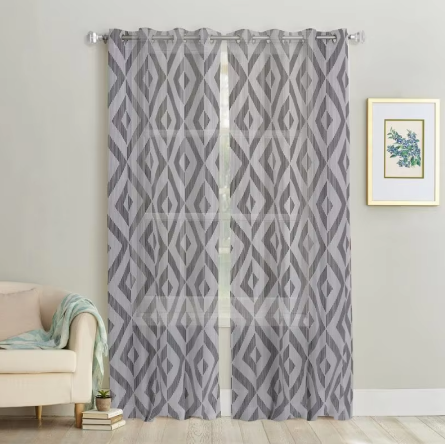 Set Di 2 Tende A Righe Moderne 45x120 Cm - Tenda Passante Per Finestra In Poliestere, Bianco - Foto 7