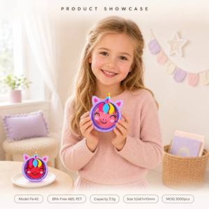 ISMAN 3.5g Pot vide pour blush, motif <span class=keywords><strong>licorne</strong></span> mignon, étui cosmétique individuel avec couvercle transparent, en silicone, rechargeable, pour <span class=keywords><strong>baume</strong></span> à lèvres, emballage ABS - Product Image 2