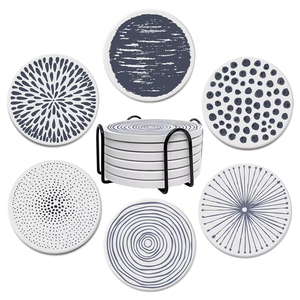 Sous-verre en céramique imprimé sérigraphique de style européen, motif floral rétro, créatif, absorbant l'eau, isolant, pour promotion - Product Image 6