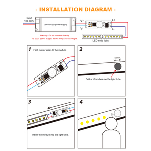 Mini DC12-24V 5A <span class=keywords><strong>LED</strong></span> Şerit Dolap Işığı Dahili <span class=keywords><strong>PIR</strong></span> Hareket Sensörü Modülü Otomatik Aydınlatma Anahtarı Işık Kontrol Modülü - Product Image 4