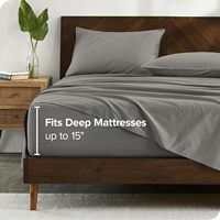 Ensemble de draps en coton biologique Cloudland, 100% coton, draps de lit 300 TC, style uni, motif uni, drap plat, plié