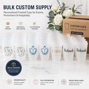 Bicchieri in Plastica Opaca Personalizzati Riutilizzabili, Bicchieri Personalizzati per Matrimoni e Feste <span class=keywords><strong>con</strong></span> Monogramma, <span class=keywords><strong>Nome</strong></span> o Logo per Ospiti di Eventi - Product Image 4