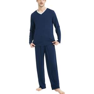 Custom Wholesale <b>Men's</b> Bamboo <b>Pajamas</b> <b>Set</b> Long Sleeve Sleep Shirt And Bamboo Modal Sleep Pants Lightweight Sleepwear Lounge Wear - Product Image 2