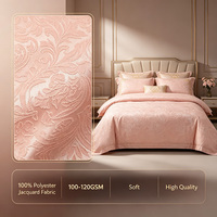 Vente en gros de draps de lit en tissu jacquard teint tissé 100% polyester, écologiques, résistants à la décoloration, poids moyen, grammage personnalisé