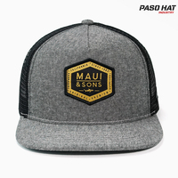 Gorra Trucker de Malla de Sarga de 5 Paneles con Logotipo Personalizado al por Mayor, Parche Bordado 3D, Visera Plana, Estilo Urbano, Gorra Snapback
