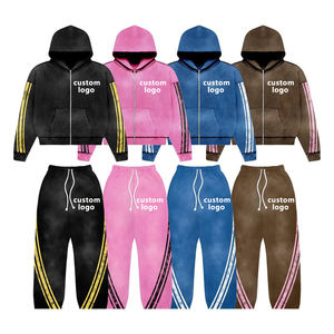 Men 100% Cotton Regular Fit Custom Print Logo Zip Fleece Waterproof Breathable Eco-Friendly Hoodie Sweatpants 220g GSM - Product Image 1