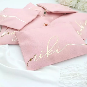 Sac de maquillage personnel portable sac cosmétique en toile personnalisé cadeau de Noël pour sa femme soeur ou tante avec fermeture à glissière - Product Image 1