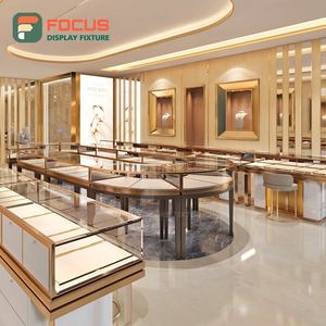 Vitrine à bijoux en verre, comptoir à bijoux en bois, éclairage LED, étagère de présentation de bijoux de luxe, présentoir haut de gamme - Product Image 1