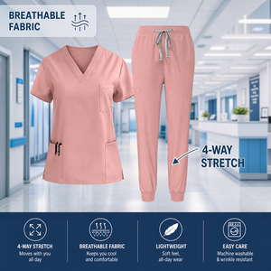 Tenues d'infirmière professionnelles extensibles, ensembles de blouses respirantes, costumes médicaux pour médecins, vêtements de travail pour le personnel hospitalier, uniformes personnalisés - Product Image 1