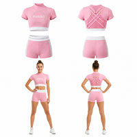 Tenue d'entraînement personnalisée en strass pour filles et femmes, ensemble crop top et jupe courte pour cheerleading, uniforme d'équipe