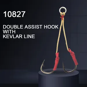 Dorisea 10827 đôi Jig Hỗ trợ móc thép không gỉ jigging móc với Kevlar dòng