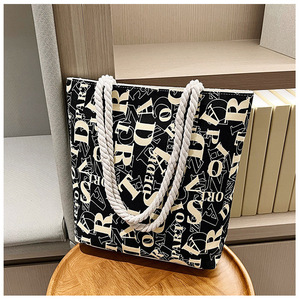 2024 Damen Polyester Canvas Bag mit großer Kapazität Single Strap Modischer Reiß verschluss Fairy Handtasche Vielseitige Bücher tasche für Studenten - Product Image 6