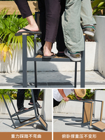 Ensemble de table et chaises d'extérieur en aluminium gris anthracite avec pieds en forme de caractères chinois, chaises à grain vertical, imperméable et empilable pour