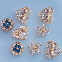 Nouveauté 2026 : Accessoires pour chaussures DIY – Ensemble de perles, cristaux, trèfles à quatre feuilles, fleurs pour chaussures, chaîne or rose, cœurs et strass