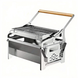 Barbecue portable de style pliant avec broche rotative pour camping, pique-nique, jardin, support pliable détachable et facile à nettoyer - Product Image 1