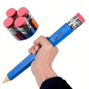 Crayons géants en bois personnalisés avec nom gravé, décoration de scène sur mesure, grand crayon amusant pour cadeau de fête - Product Image 1