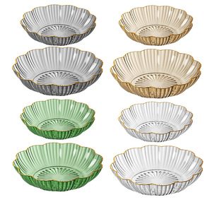 Vajilla DE FÁBRICA DE Yiwu de China, cuenco con borde dorado transparente, tira Vertical, plato para servir comida, plato de fruta para el hogar diario - Product Image 3